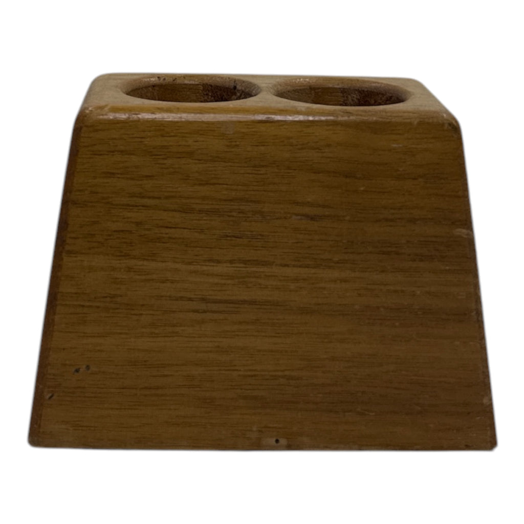 Lasercraft Walnut Wood Pen Holder | Laser-Engraved Nature Scene | 1970s–80s Vintage Desk Accessory