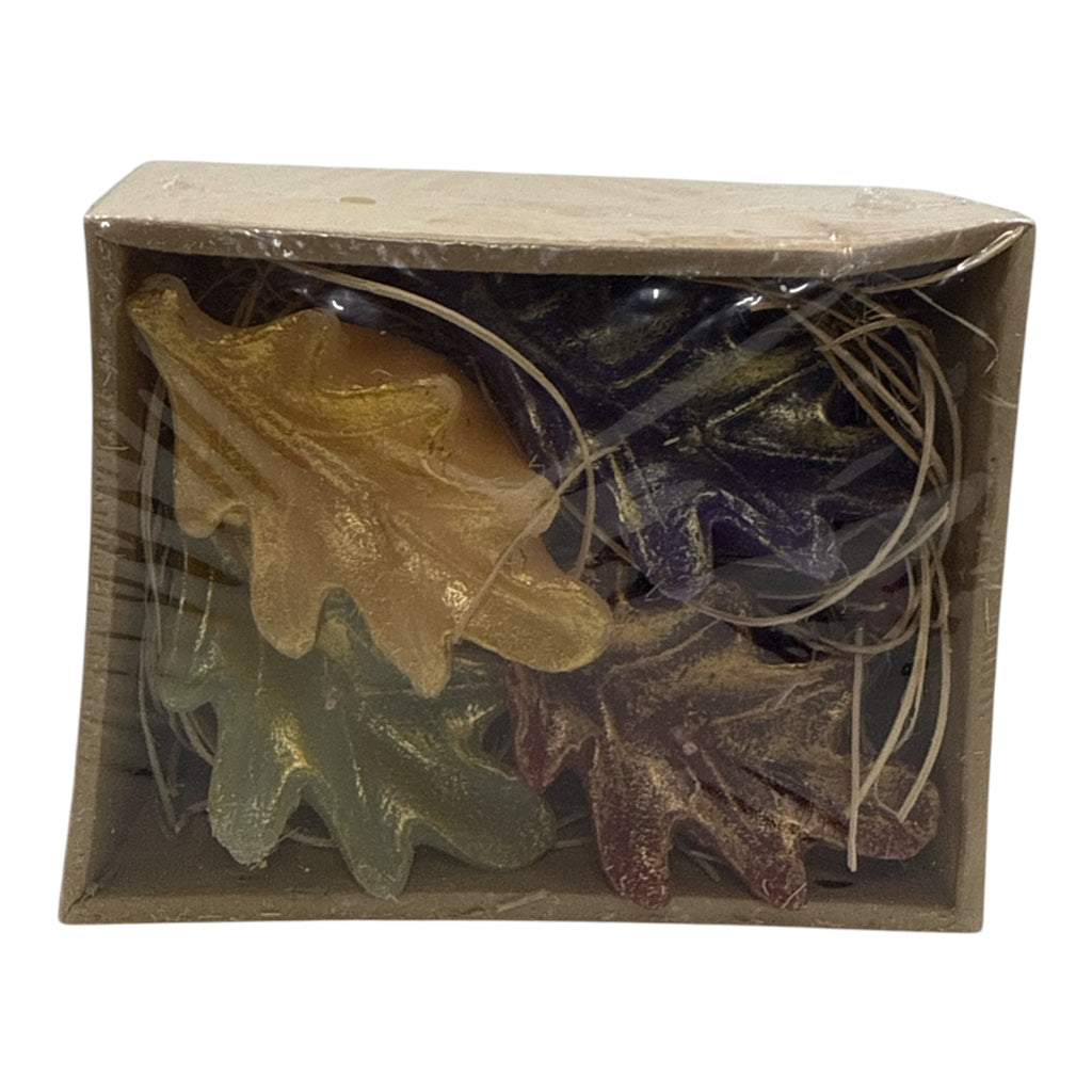 Decorative autumn leaf candles