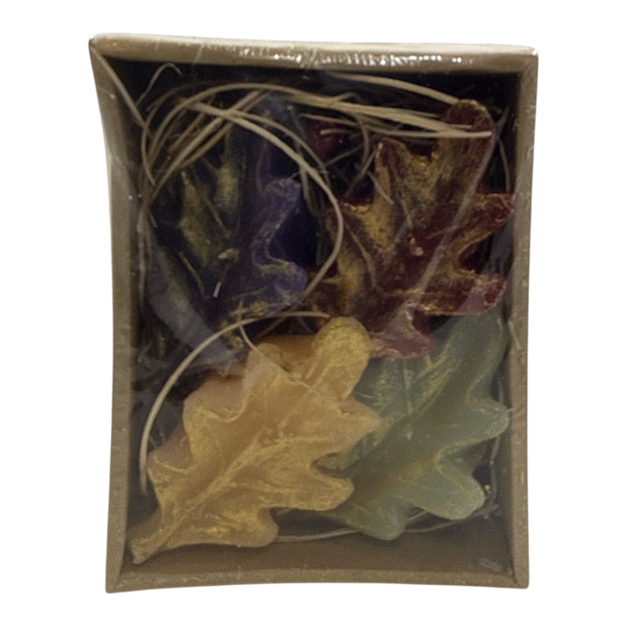 Decorative autumn leaf candles