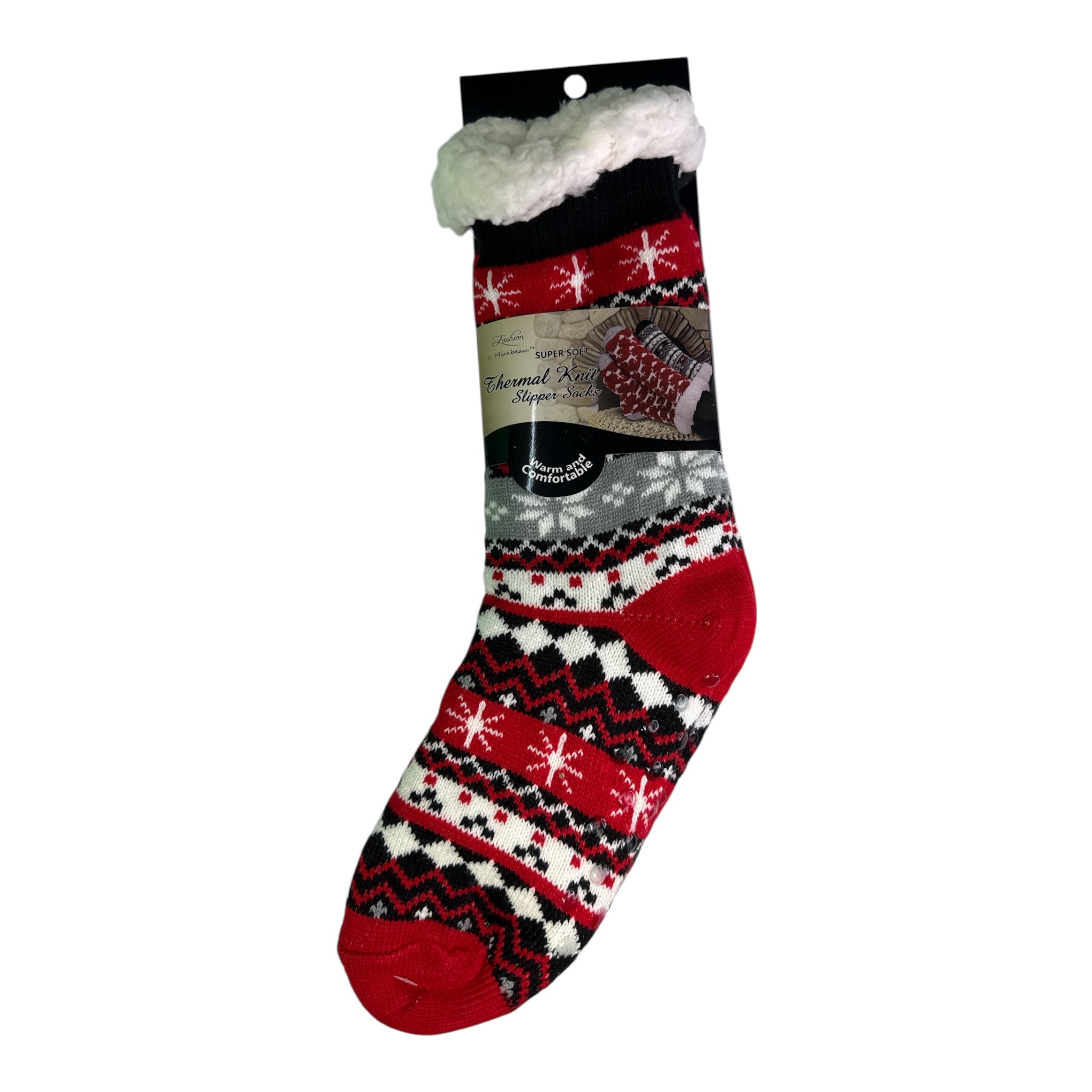 Fashion by Mirabeau Sherpa-Lined Slipper Socks - Fair Isle Thermal 4.7 TOG