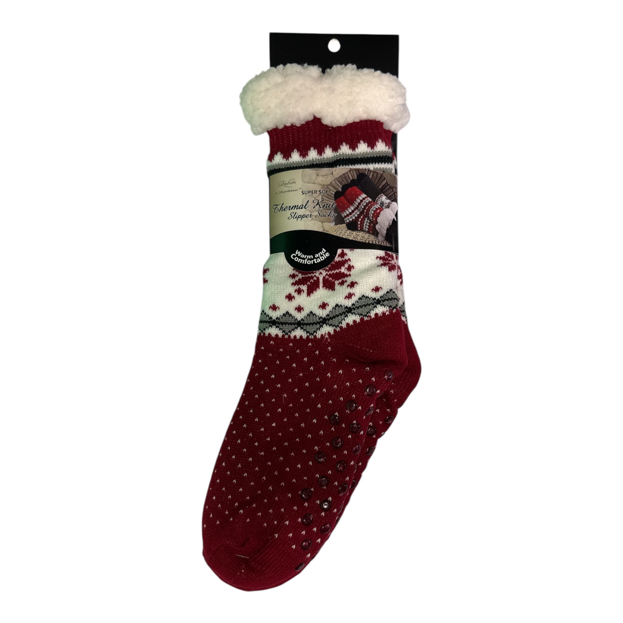 Fashion by Mirabeau Sherpa-Lined Slipper Socks - Fair Isle Thermal 4.7 TOG