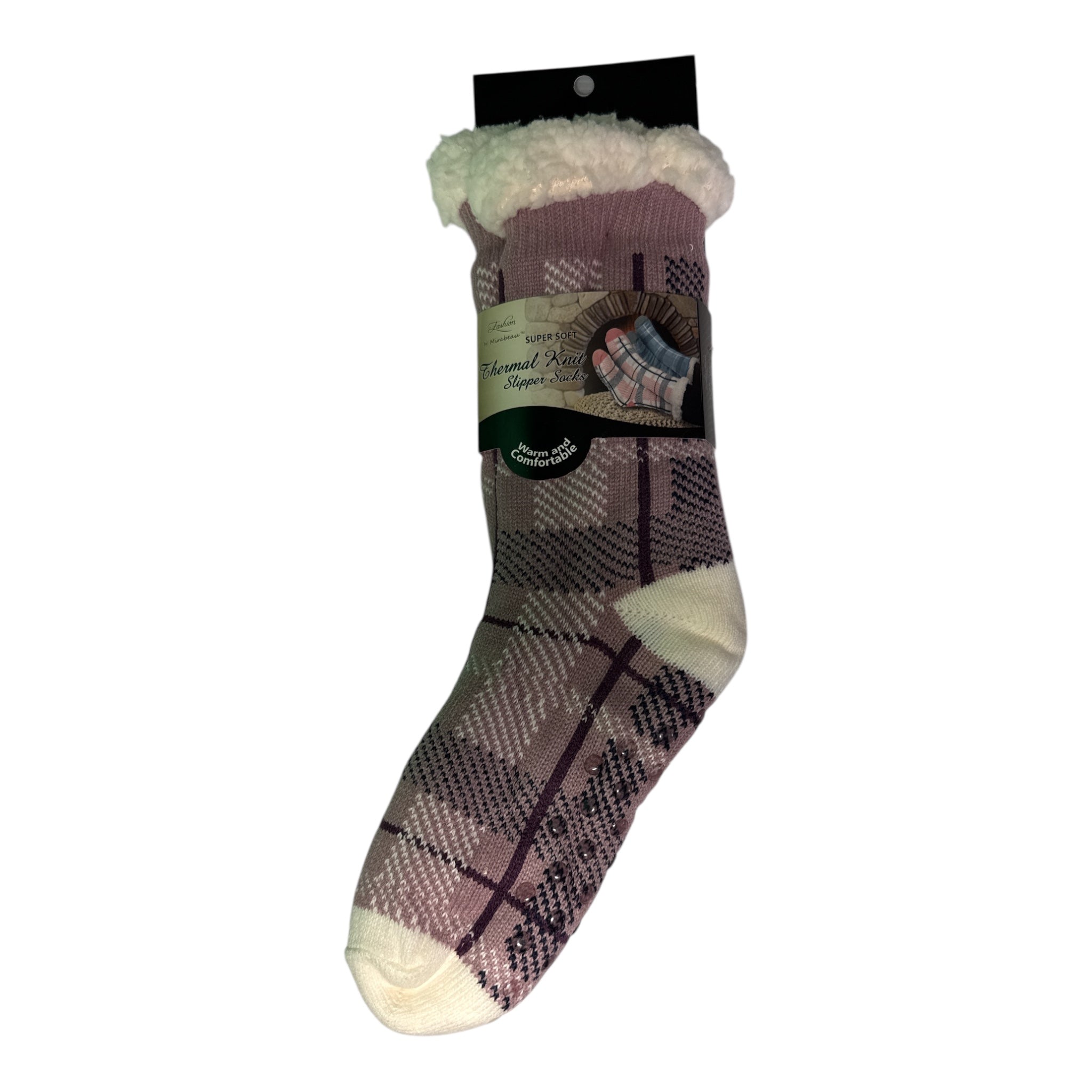 Fashion by Mirabeau Sherpa-Lined Slipper Socks - Fair Isle Thermal 4.7 TOG