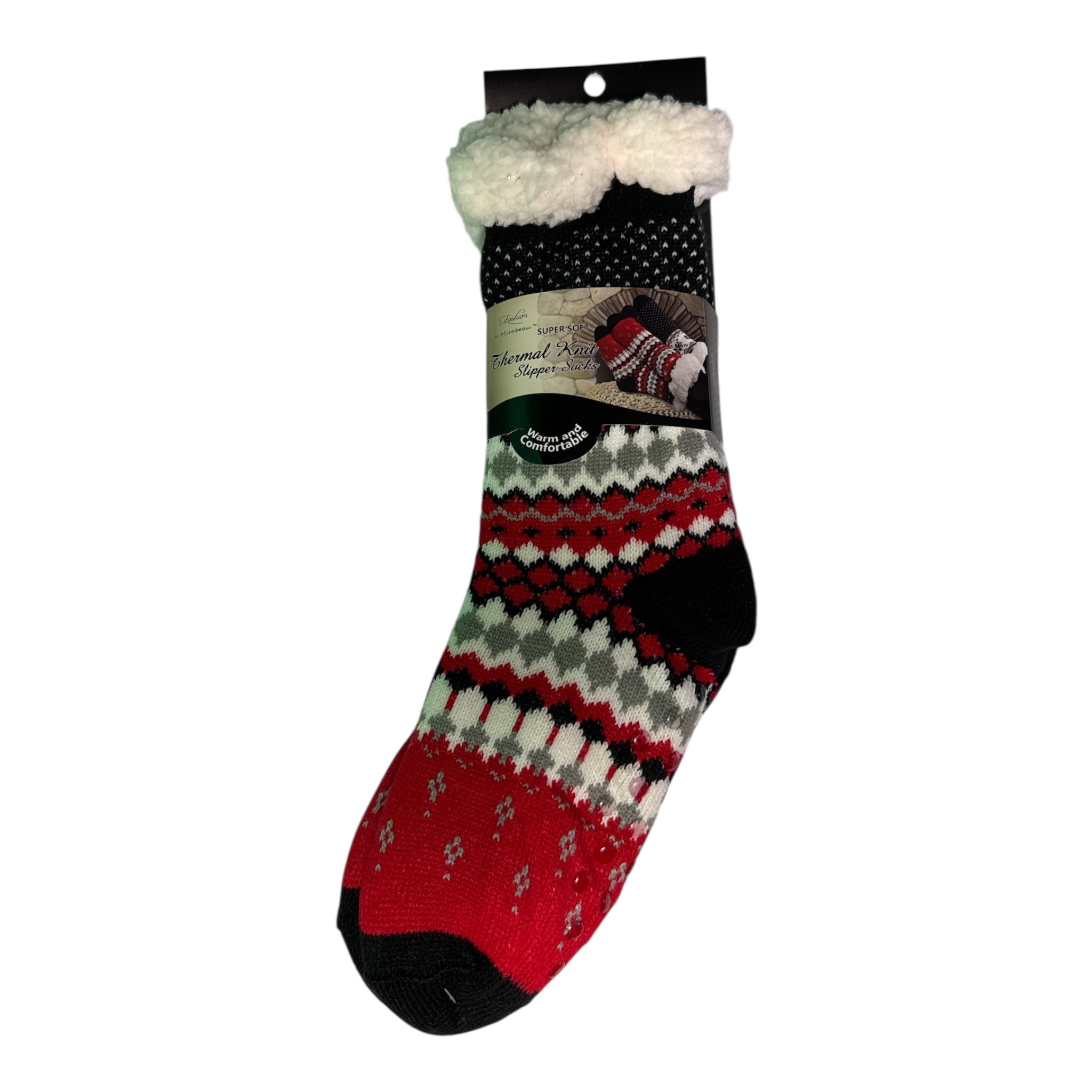 Fashion by Mirabeau Sherpa-Lined Slipper Socks - Fair Isle Thermal 4.7 TOG