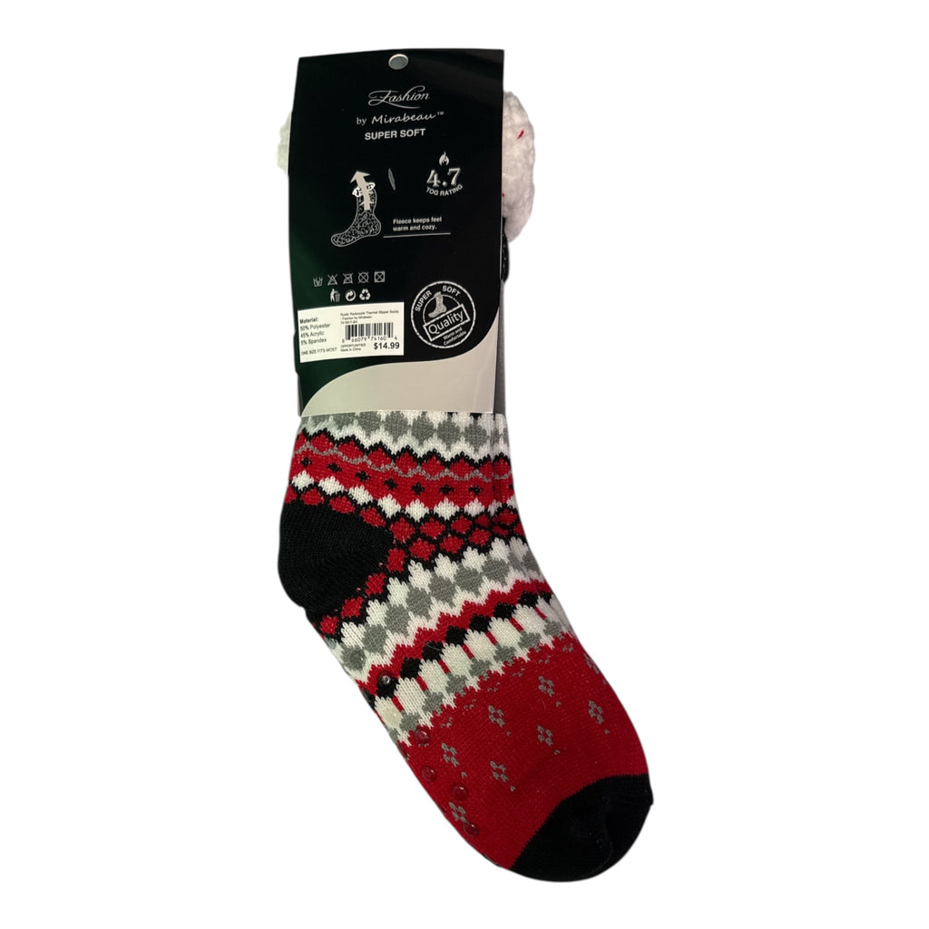 Fashion by Mirabeau Sherpa-Lined Slipper Socks - Fair Isle Thermal 4.7 TOG