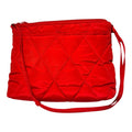 Quilted Red Crossbody Bag with Patterned Interior