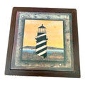 Vintage Lighthouse Wall Art in Wooden Frame