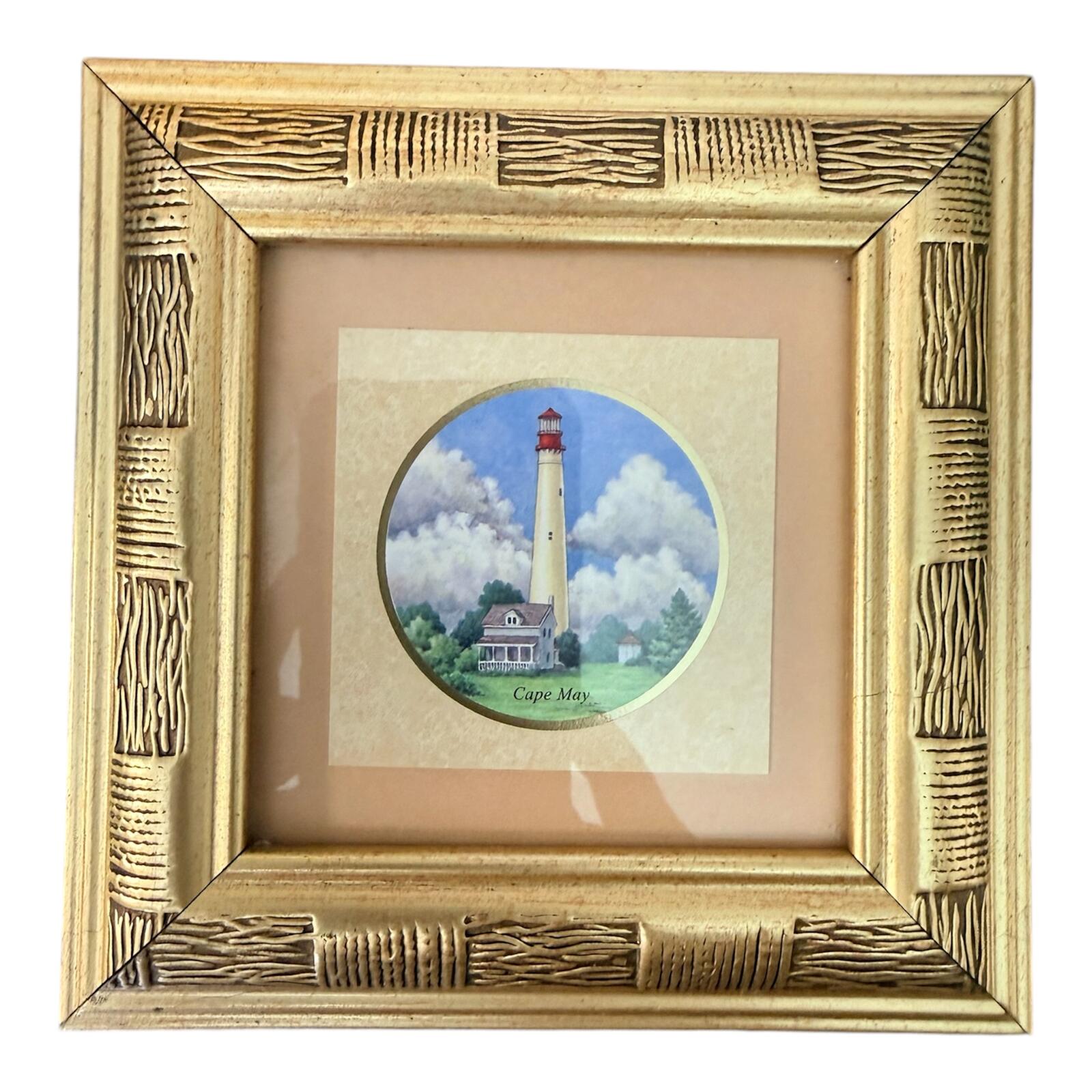 Vintage Cape May Lighthouse Decorative Framed Art