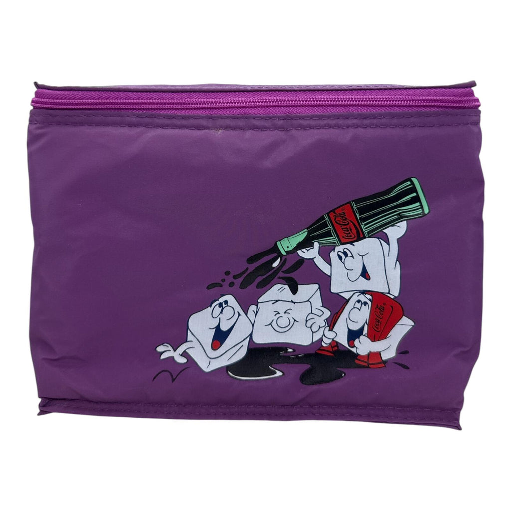 Vintage Coca-Cola Purple Nylon Lunch Bag with Cartoon Design