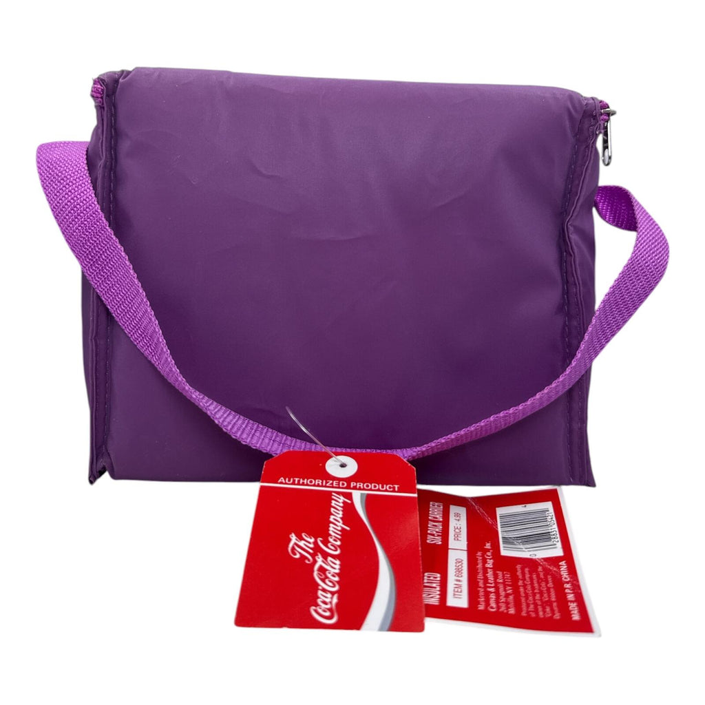 Vintage Coca-Cola Purple Nylon Lunch Bag with Cartoon Design