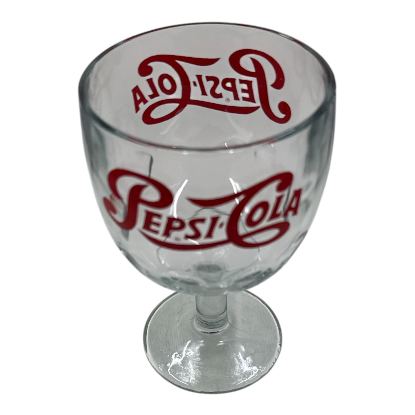 Vintage Pepsi-Cola Red Logo Goblet Glass