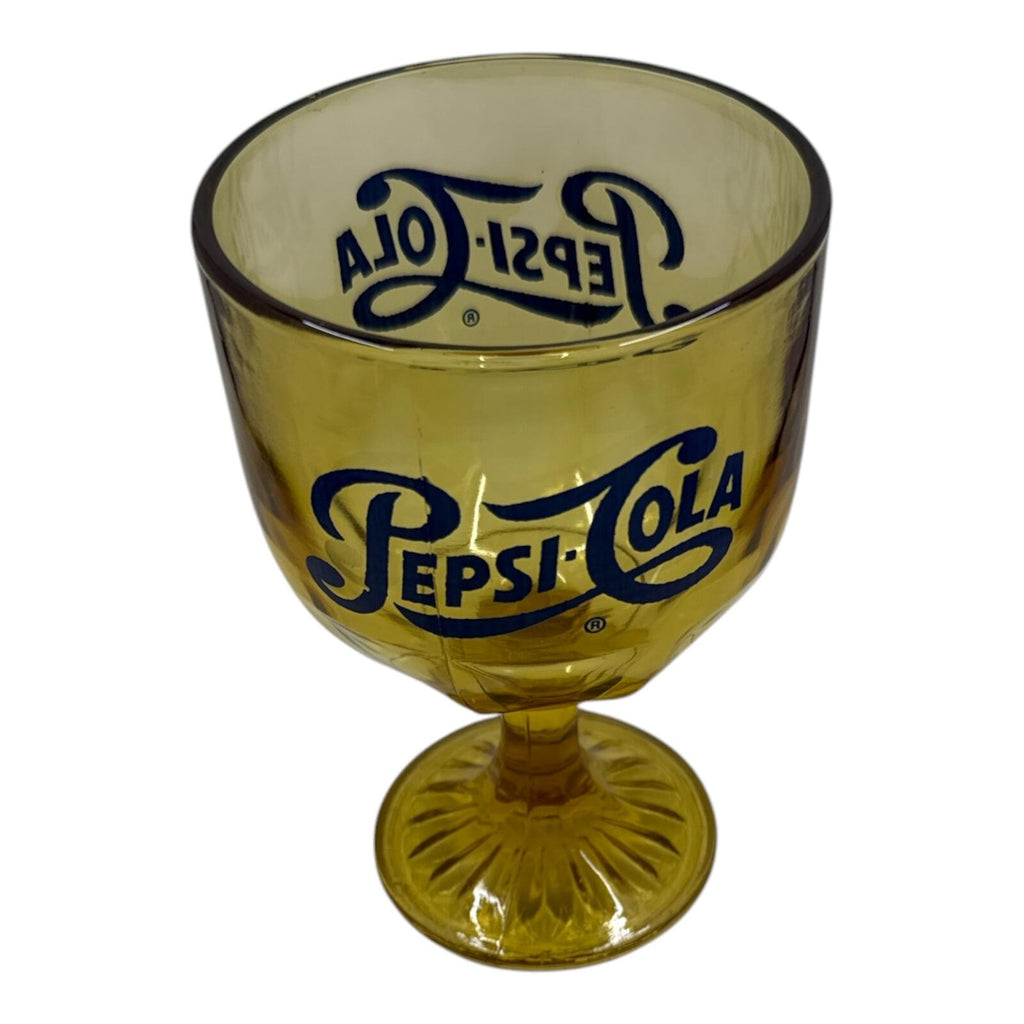 Vintage Amber Pepsi-Cola Goblet Glass | Retro Soda Collectible