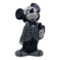 Vintage Black and Gray Mickey Mouse Figurine in Striped Suit