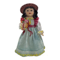 Vintage Porcelain Girl Figurine with Floral Bouquet and Hat
