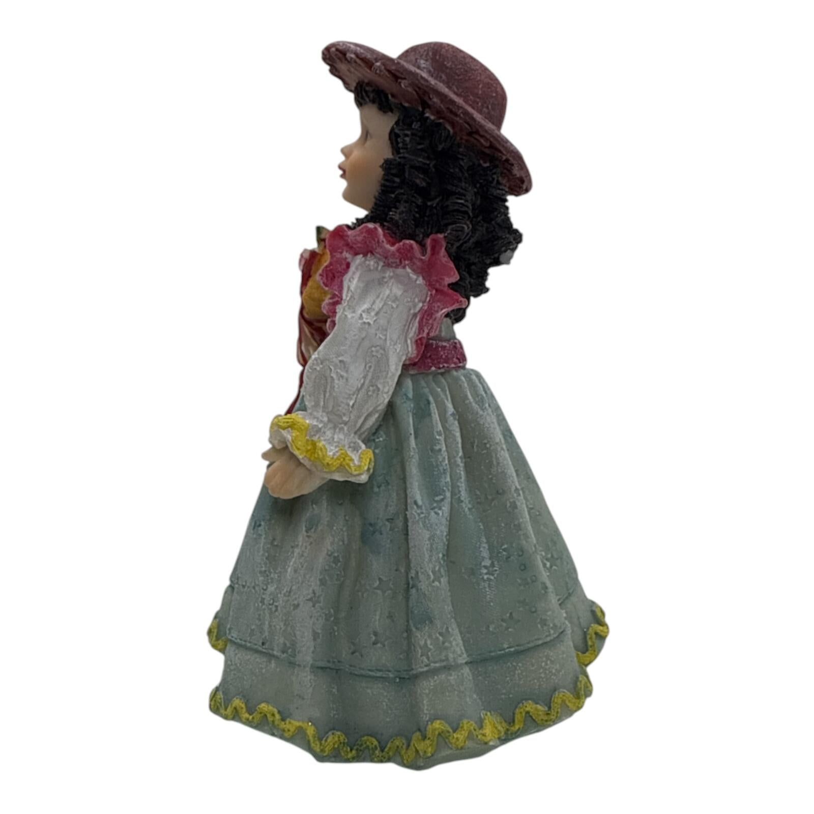 Vintage Porcelain Girl Figurine with Floral Bouquet and Hat