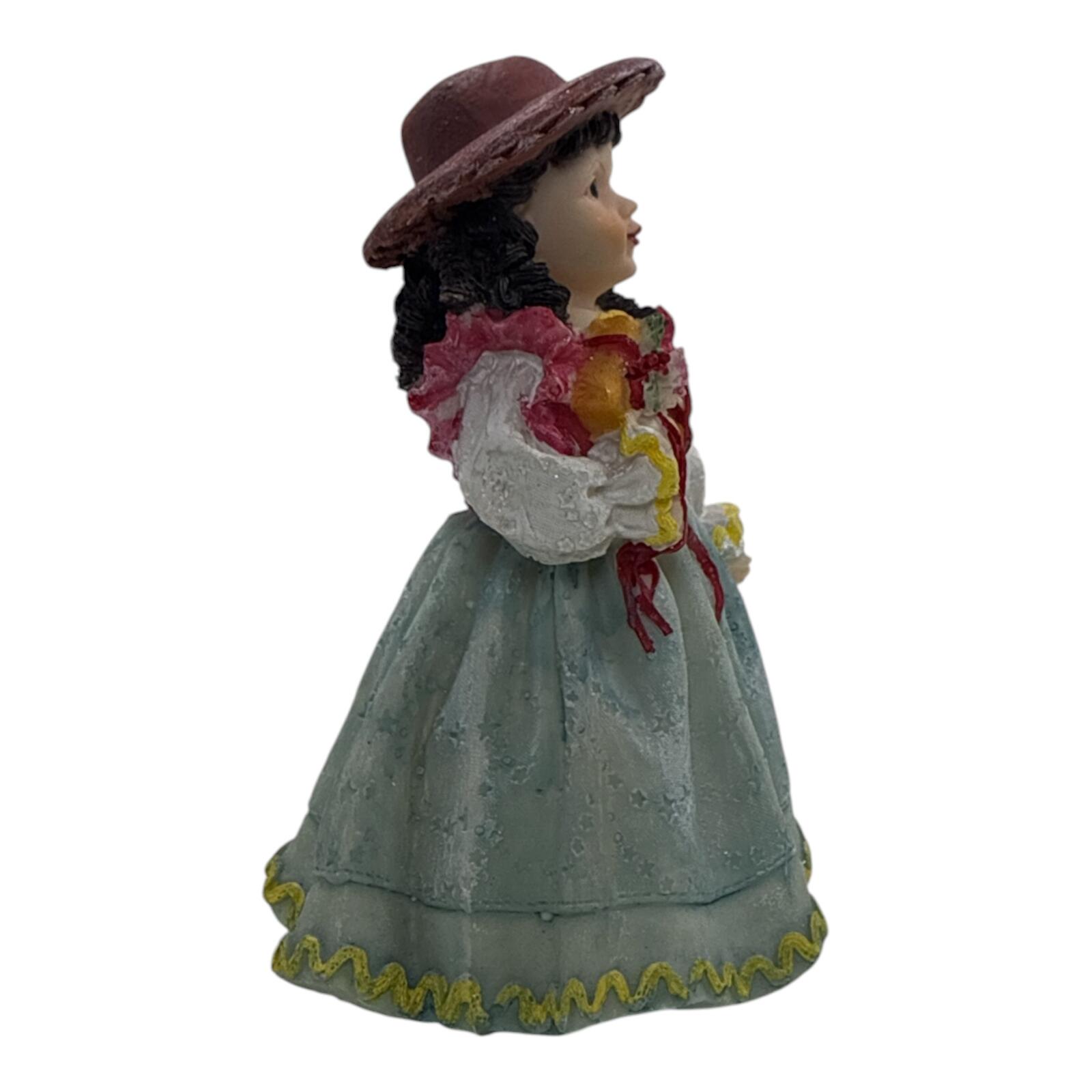Vintage Porcelain Girl Figurine with Floral Bouquet and Hat