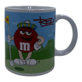 M&M's Red and Blue Character Golf and Football Ceramic Mug Set