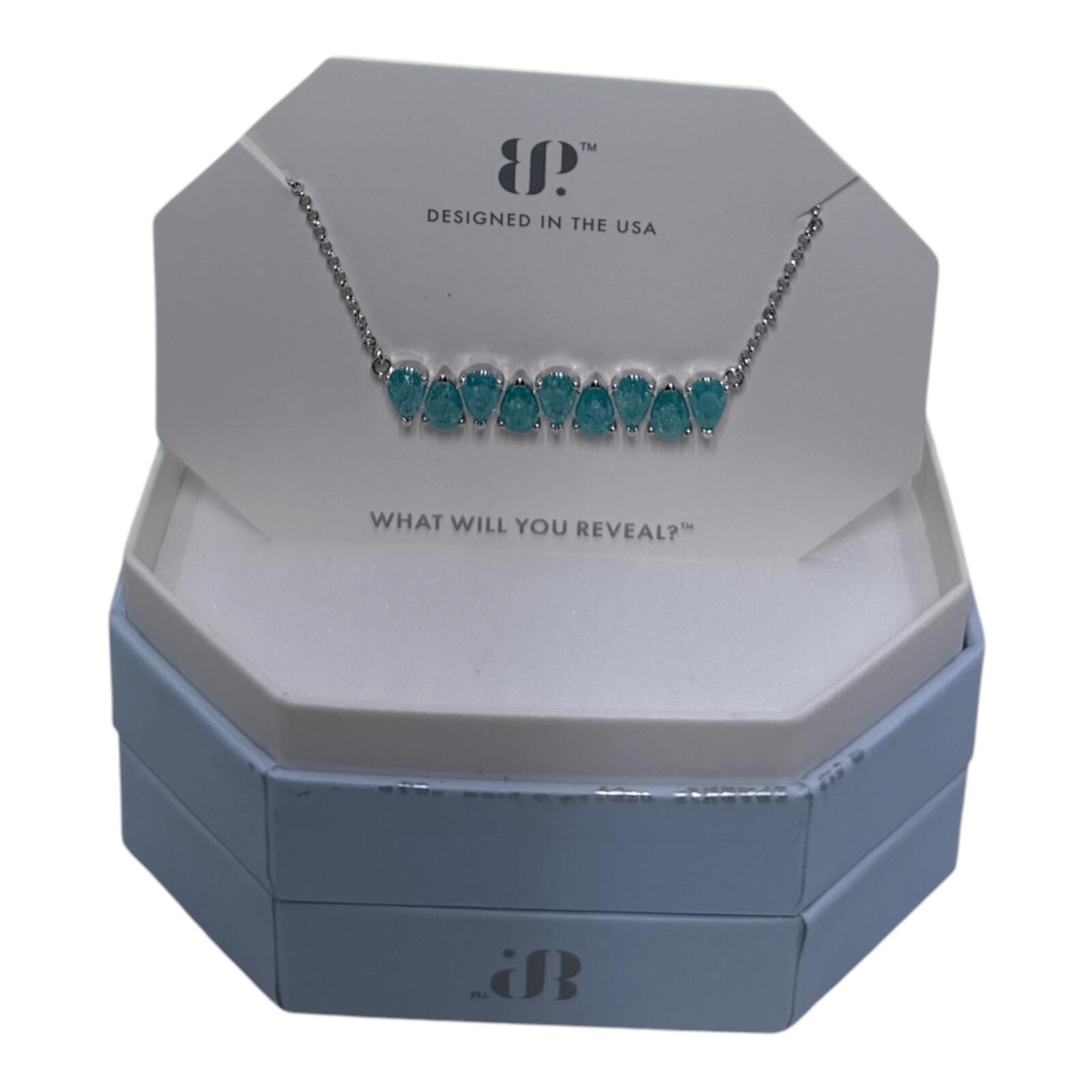 Bomb Party Lab Created Blue Topaz Necklace with Rhodium Plating