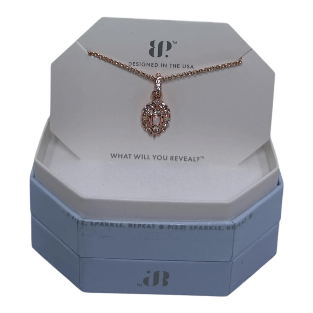 Bomb Party Rose Gold Plated Necklace with Lab-Grown Milky White Opal Pendant