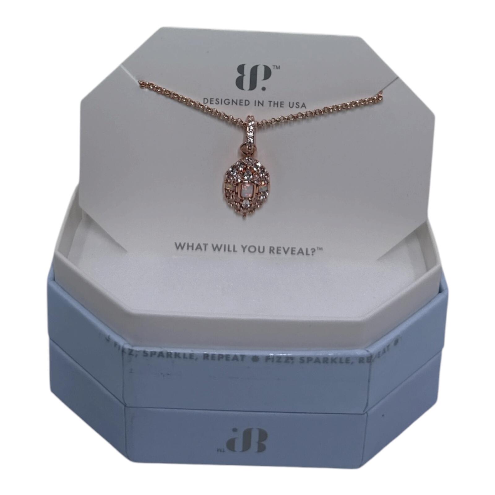 Bomb Party Rose Gold Plated Necklace with Lab-Grown Milky White Opal Pendant