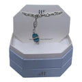 Heavenly Intervention Aqua Blue Ice Crystal Necklace with Rhodium Plating