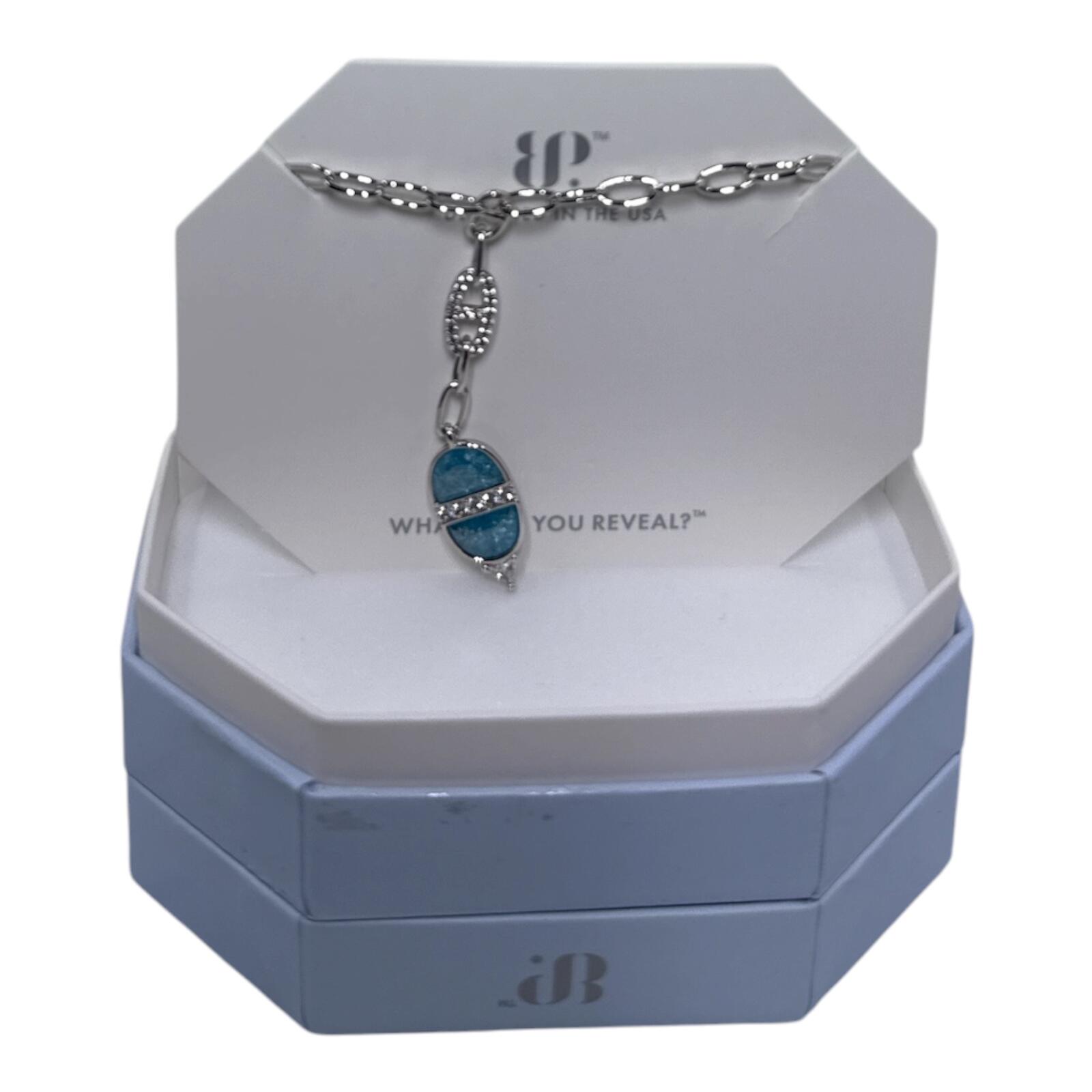 Heavenly Intervention Aqua Blue Ice Crystal Necklace with Rhodium Plating