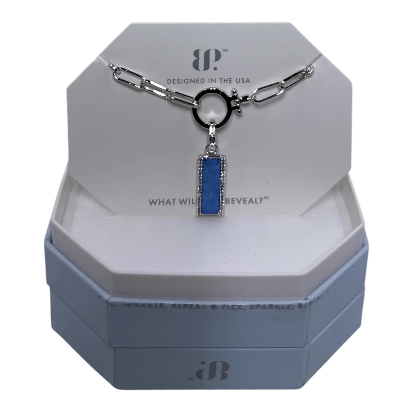 Bomb Party Lab Created Ocean Blue Quartz Pendant Necklace with Rhodium Plating