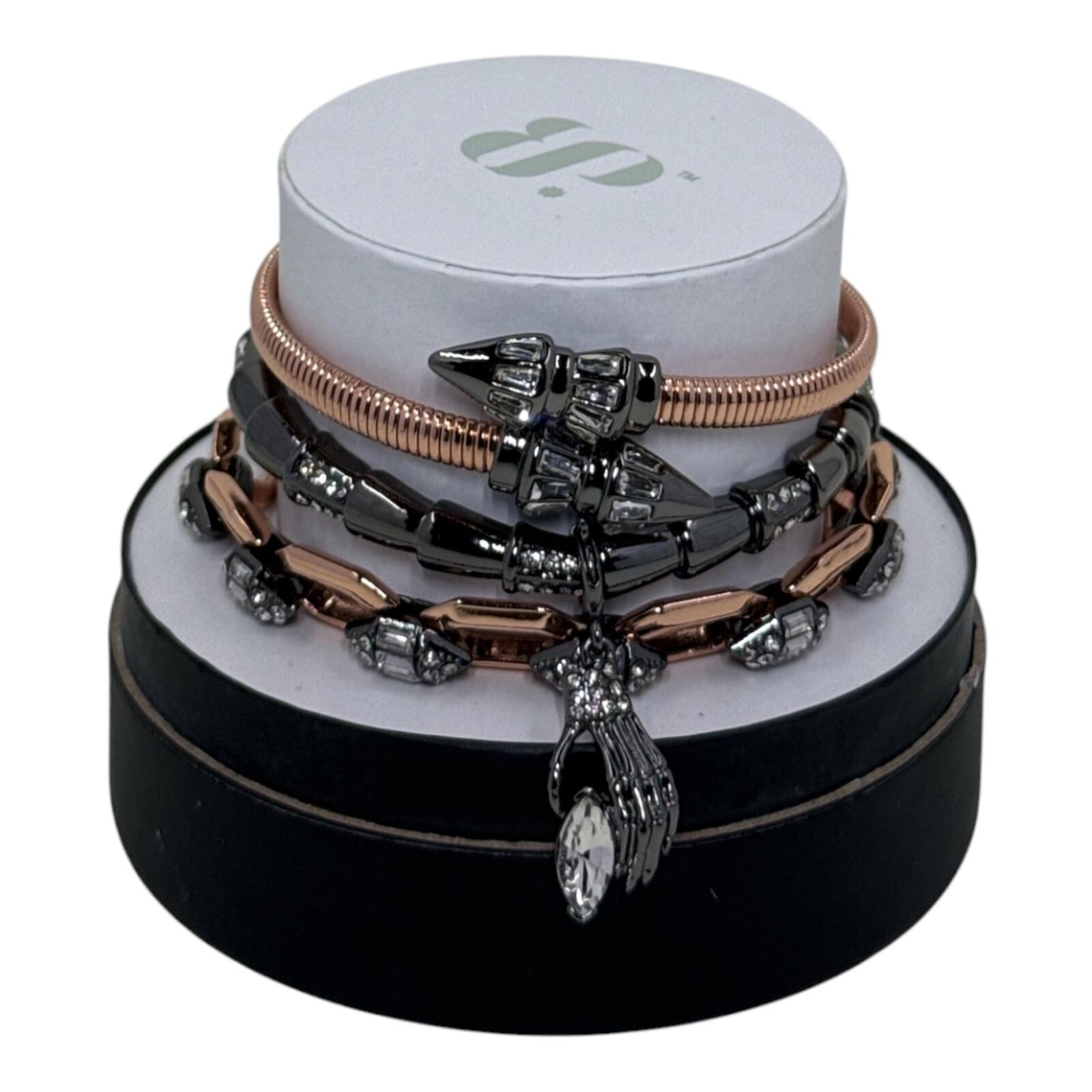 Gilded Apparition Rose Gold & Hematite Plated Bracelet Set with Lab Created Char