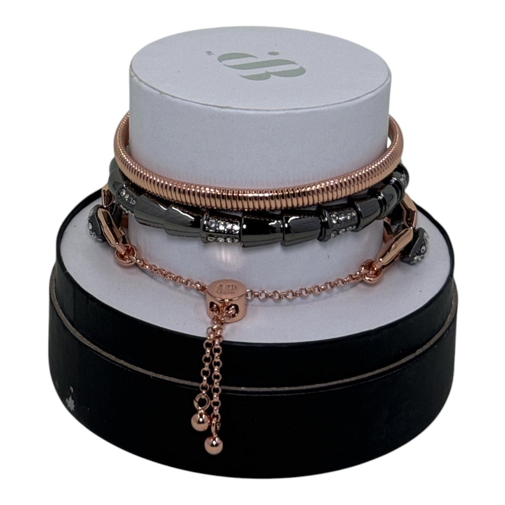 Gilded Apparition Rose Gold & Hematite Plated Bracelet Set with Lab Created Char