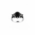 Bomb Party Carousel Heart Black Onyx Cubic Zirconia Ring w/ Rhodium Plating SZ 9