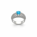 Bomb Party Celestial Circles Rhodium Plated Ring w/ Turquoise Magnesite Stone 9