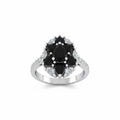 Pure Allure Rhodium Plated Black Onyx Cubic Zirconia Ring SZ 6