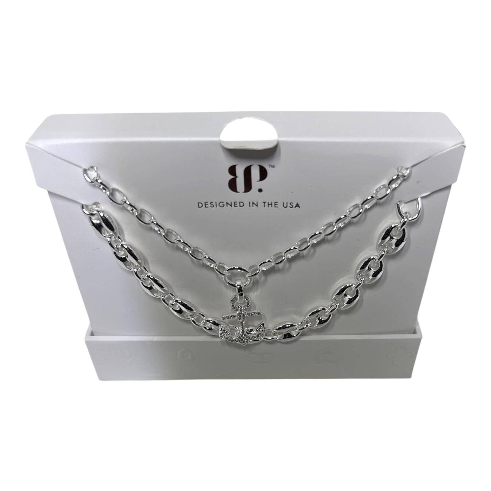 Bomb Party Nautical Dreams Silver Plated Necklace with Cubic Zirconia Pendant