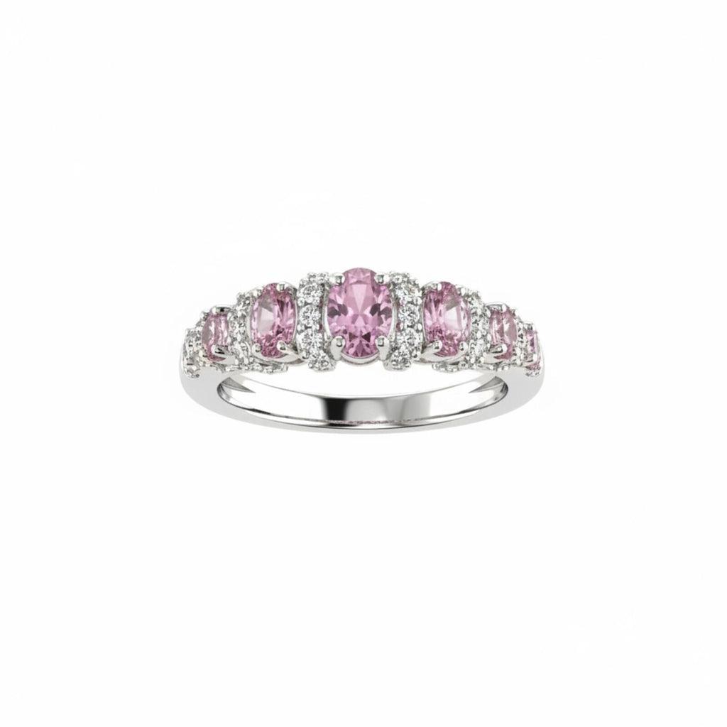 Bomb Party Sweet Escape Rhodium Plated Ring with Rose Quartz and Cubic Zirconia