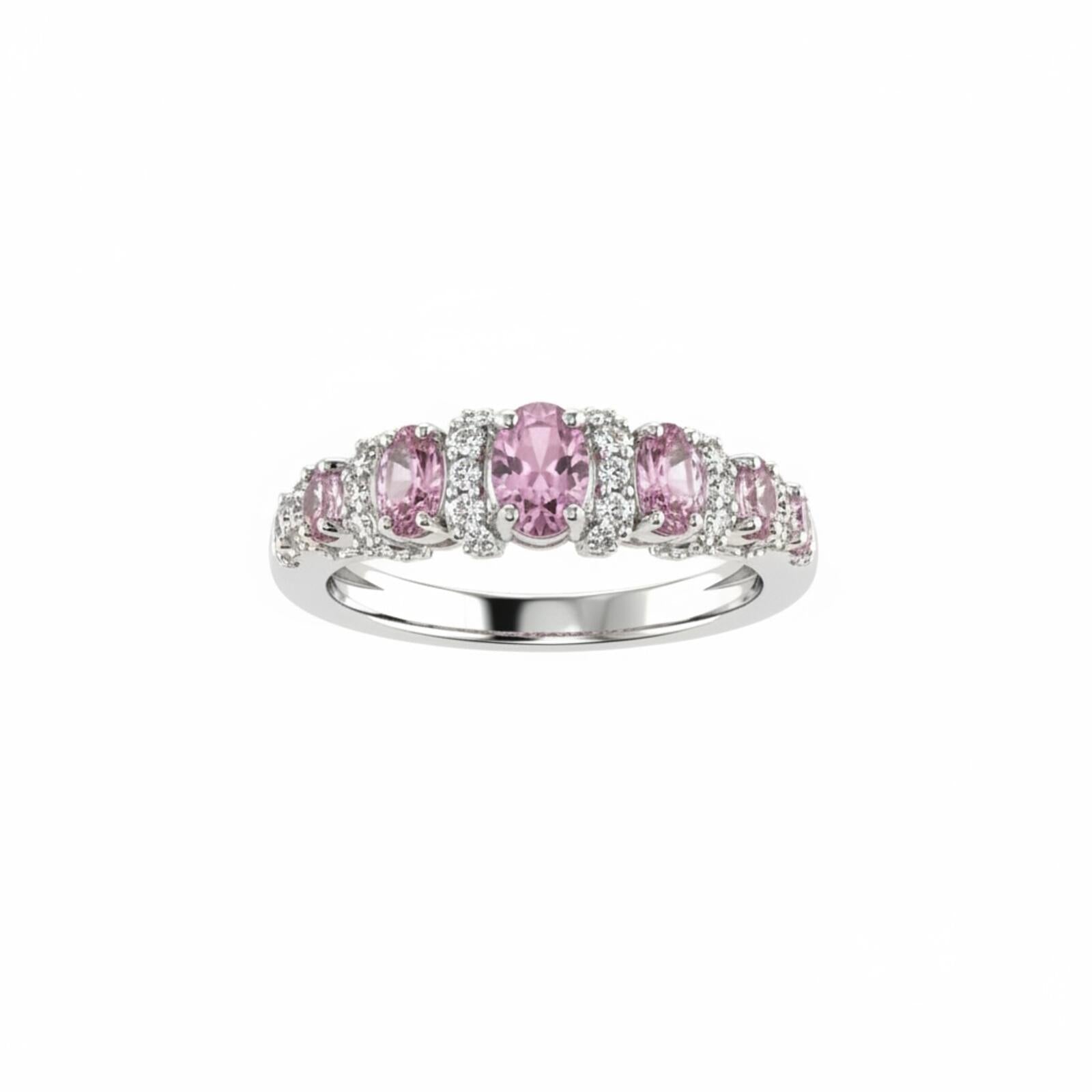 Bomb Party Sweet Escape Rhodium Plated Ring with Rose Quartz and Cubic Zirconia