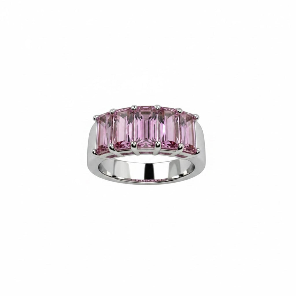 Always Glam Rhodium Plated Rose Quartz Cubic Zirconia Ring SZ 9