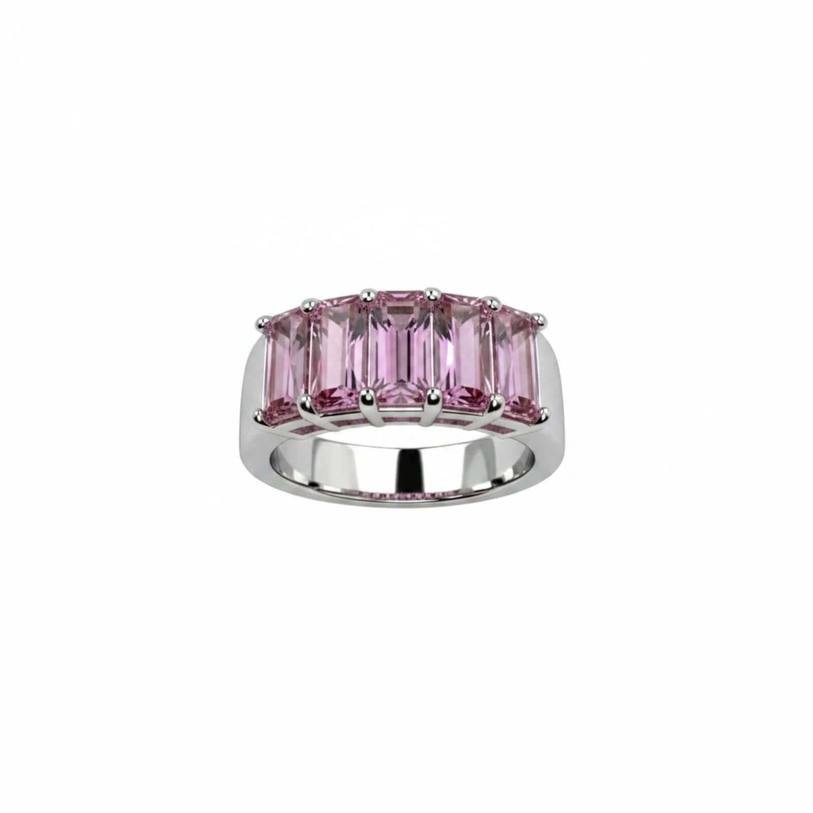 Always Glam Rhodium Plated Rose Quartz Cubic Zirconia Ring SZ 9