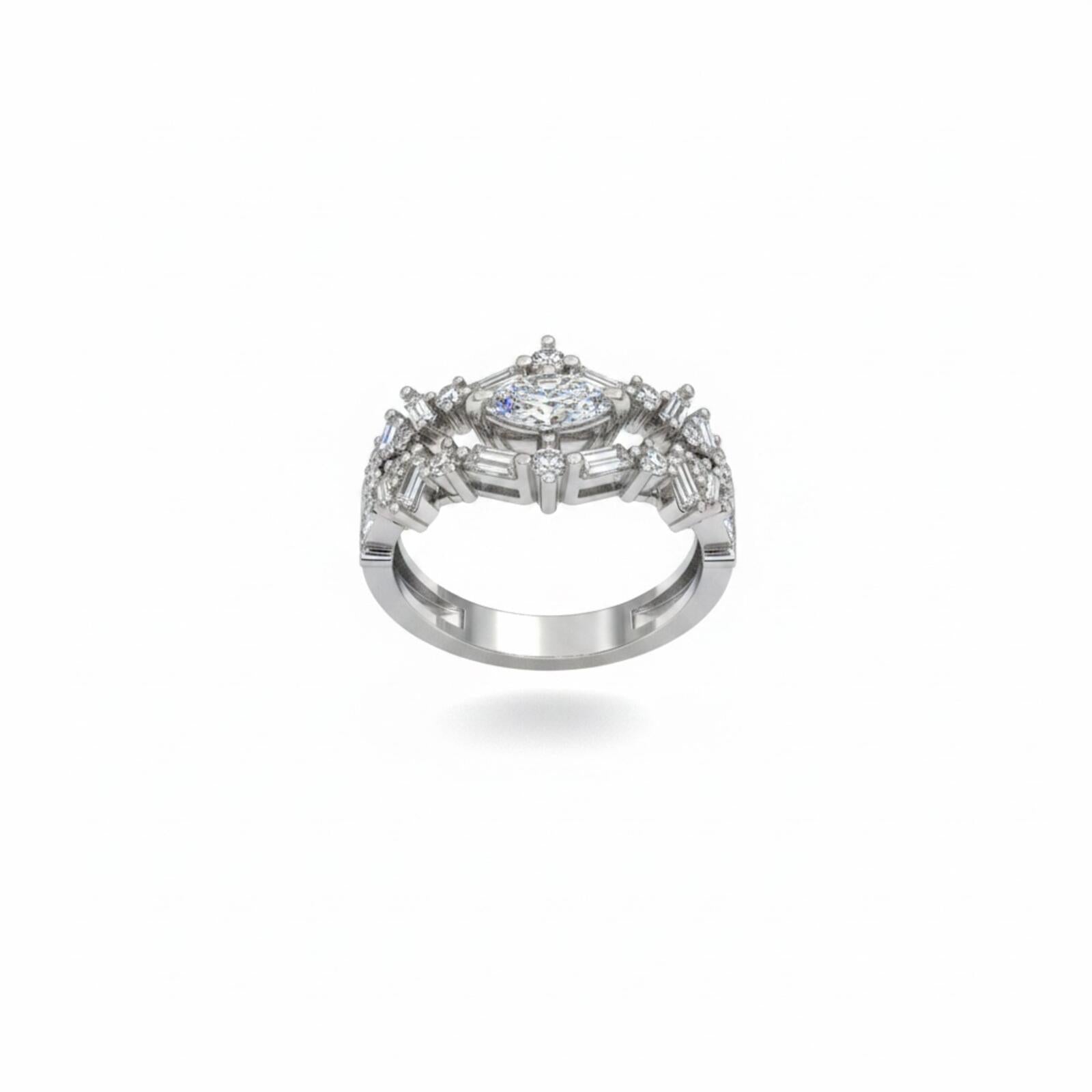 Bomb Party Elegant Silver Tone Ring with Lab-Created Stones