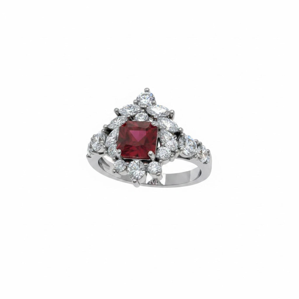Bomb Party Perfectly Polished Love & Grace Ring w/ Created Ruby and Hematite SZ9