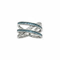 Bomb Party The Dahlia Ring w/ Aquamarine Cubic Zirconia & Rhodium Plating SZ 11