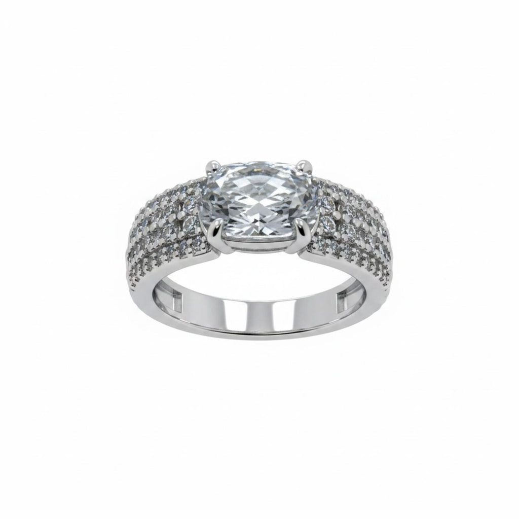 Bomb Party Rhodium Plated Cubic Zirconia Ring SZ 9