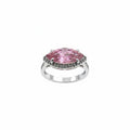 Dazzling Harmony Rose Quartz Cubic Zirconia Ring with Rhodium Plating SZ 9