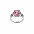 Bomb Party Rule Breaker Rose Quartz Cubic Zirconia Ring w/ Rhodium Plating SZ 9