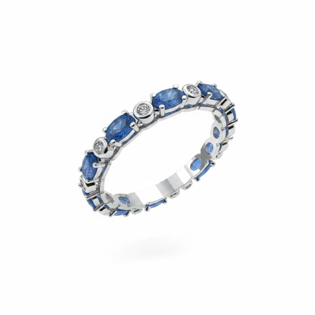 Bomb Party Lab Created Aqua Blue Ice Crystal Ring with Rhodium Plating SZ 9