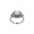 Worn Wild & Wise Lab Grown Milky White Opal Ring with Rhodium Plating SZ 6