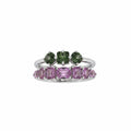 Graceful Details Rhodium Plated Ring w/ Lab-Created Tourmaline & Green Spinel 10