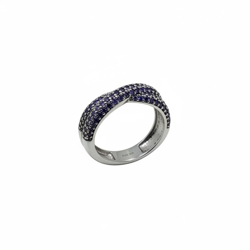 Bomb Party Amethyst Cubic Zirconia Hematite Plated Ring SZ 9