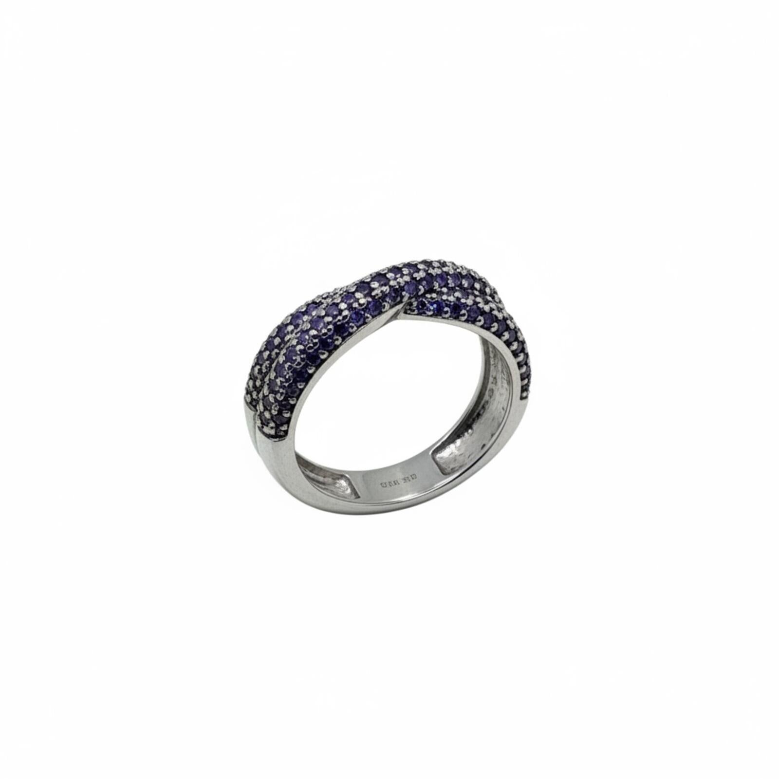 Bomb Party Amethyst Cubic Zirconia Hematite Plated Ring SZ 9