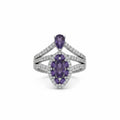 Bomb Party Amethyst Cubic Zirconia Hematite Plating Ring SZ 9