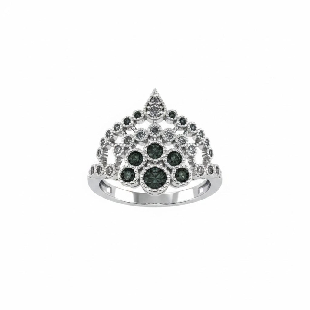 Royal Wishes Lab-Created Mint Tourmaline Rhodium Plated Ring SZ 9