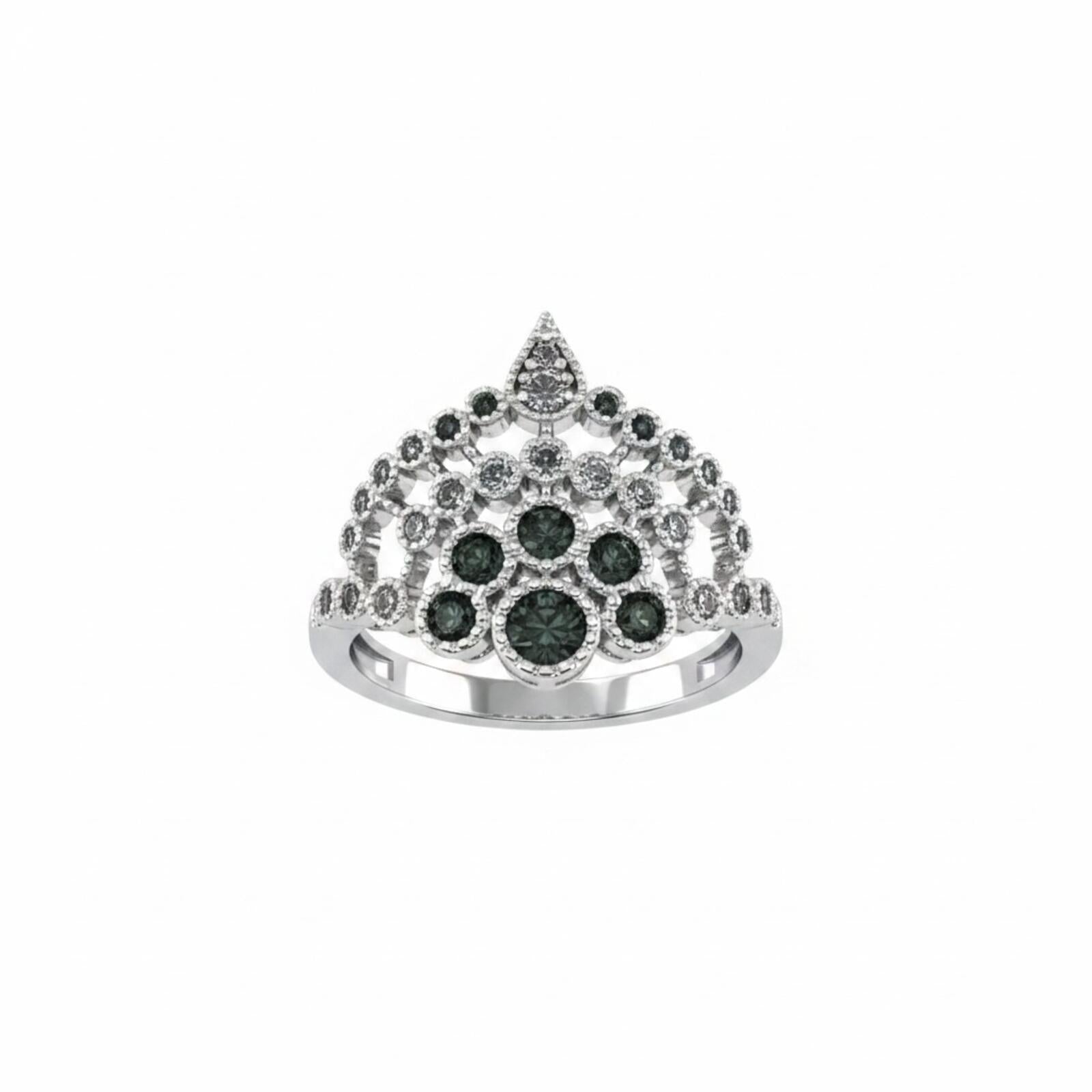Royal Wishes Lab-Created Mint Tourmaline Rhodium Plated Ring SZ 9